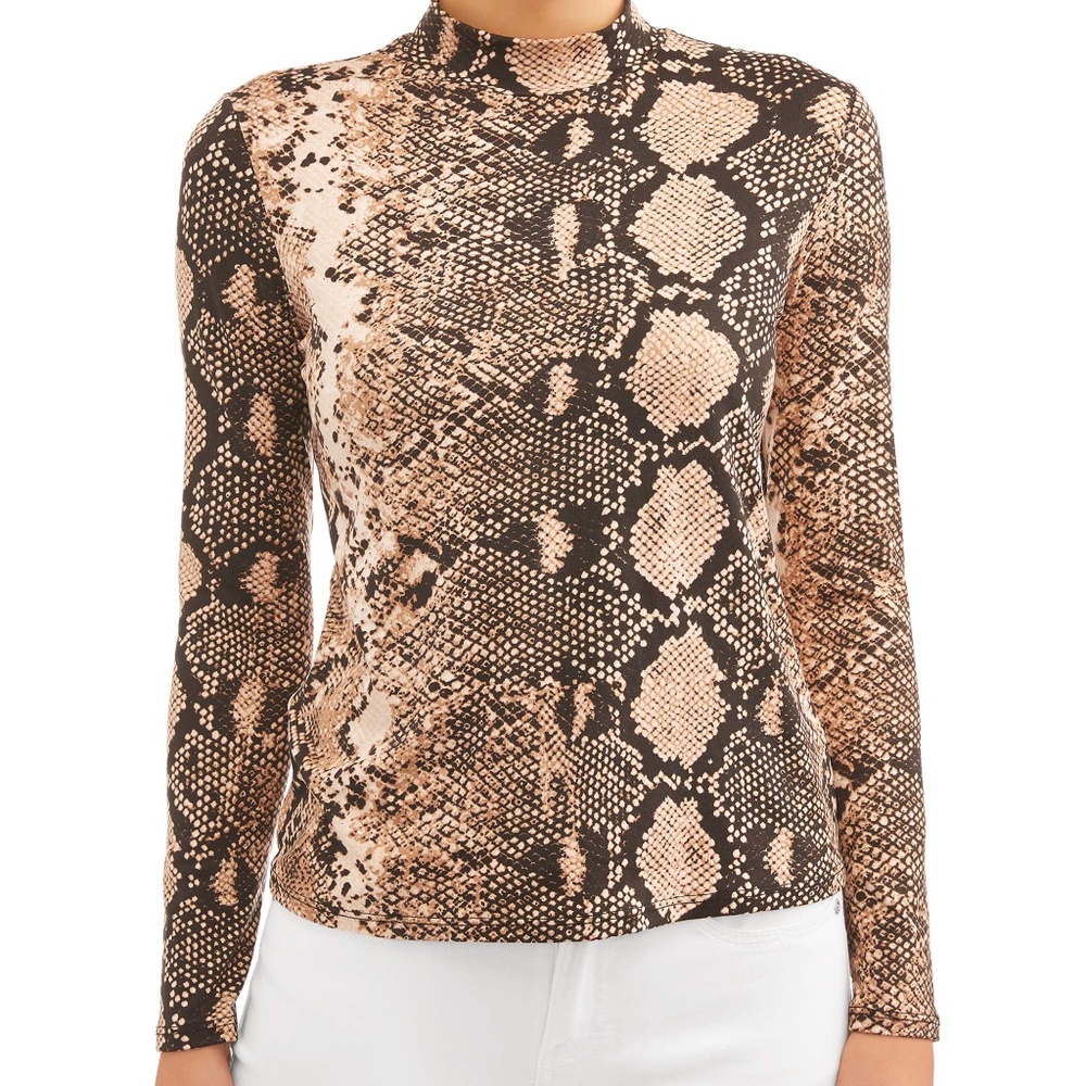 Love Sadie Snake Print Women's Fitted Turtleneck